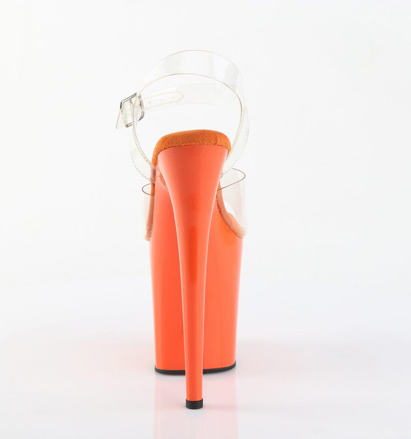 Pleaser FLAMINGO-808 Platform Sandal (Clear/Orange)