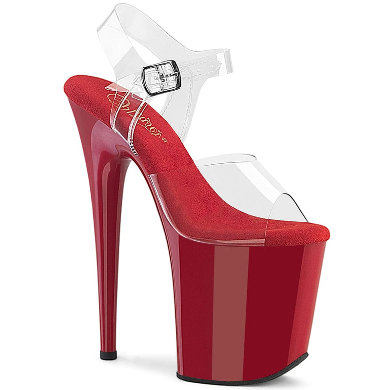 Pleaser FLAMINGO-808 Platform Sandal (Clear/Red)