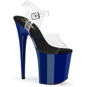Pleaser FLAMINGO-808 Platform Sandal (Clear/Royal Blue) 5