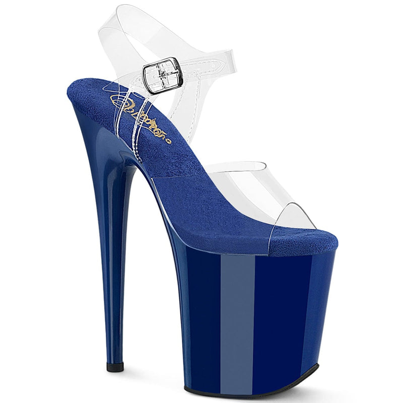 Pleaser FLAMINGO-808 Platform Sandal (Clear-Royal Blue/Royal Blue)