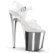 Pleaser FLAMINGO-808 Platform Sandal (Clear/Silver Chrome) 5