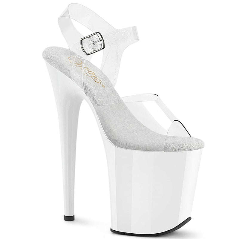 Pleaser FLAMINGO-808 Platform Sandal (Clear/White)
