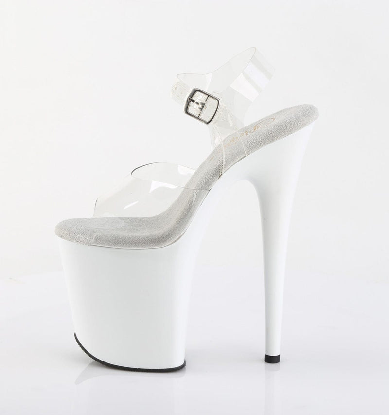 Pleaser FLAMINGO-808 Platform Sandal (Clear/White)