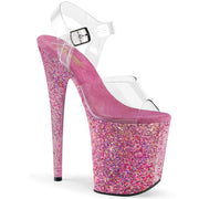 Pleaser FLAMINGO-808CF Platform Sandal (Clear/Pink Confetti)