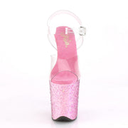 Pleaser FLAMINGO-808CF Platform Sandal (Clear/Pink Confetti)