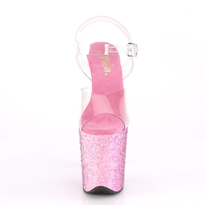 Pleaser FLAMINGO-808CF Platform Sandal (Clear/Pink Confetti)