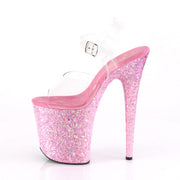 Pleaser FLAMINGO-808CF Platform Sandal (Clear/Pink Confetti)