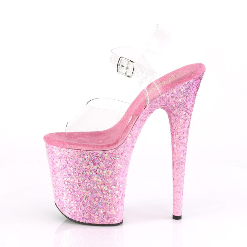 Pleaser FLAMINGO-808CF Platform Sandal (Clear/Pink Confetti)