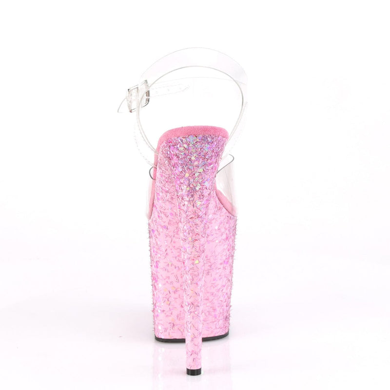 Pleaser FLAMINGO-808CF Platform Sandal (Clear/Pink Confetti)