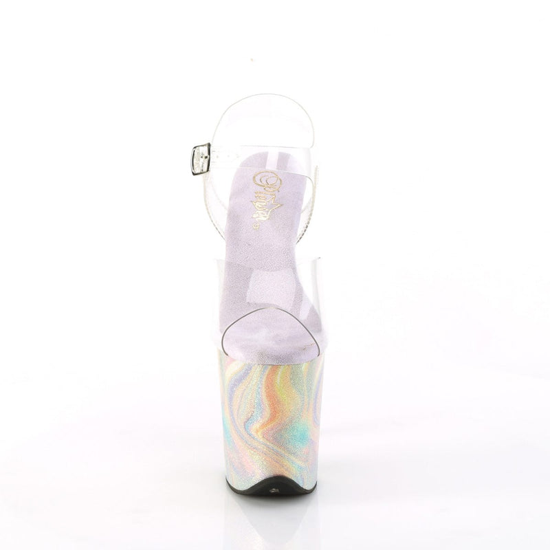 Pleaser FLAMINGO-808CRF Platform Sandal (Clear/Lavender Multi Glitters)