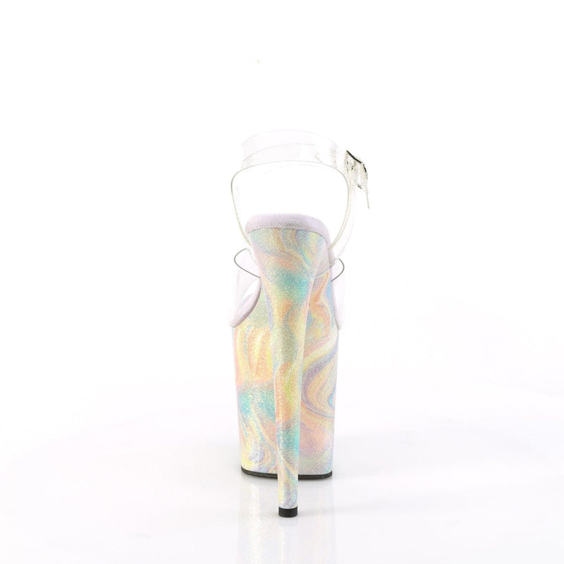 Pleaser FLAMINGO-808CRF Platform Sandal (Clear/Lavender Multi Glitters)