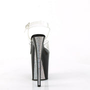 Pleaser FLAMINGO-808CRS-2 Platform Sandal (Clear/Black-Silver Rhinestone)