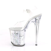 Pleaser FLAMINGO-808GF Platform Sandal (Clear/Silver Multi Glitter)