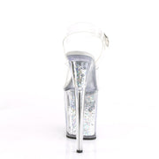 Pleaser FLAMINGO-808GF Platform Sandal (Clear/Silver Multi Glitter)