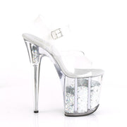 Pleaser FLAMINGO-808GF Platform Sandal (Clear/Silver Multi Glitter)
