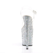 Pleaser FLAMINGO-808LG Platform Sandal (Clear/Silver Multi Glitter)