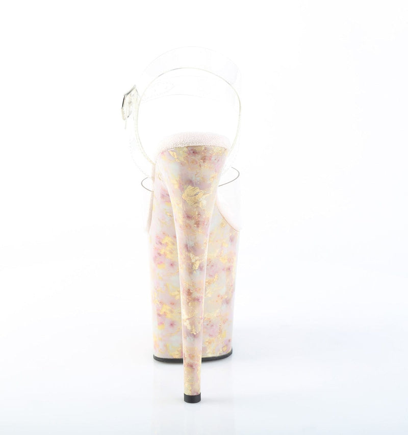 Pleaser FLAMINGO-808MB Platform Sandal (Clear/Blush-Gold Marble)