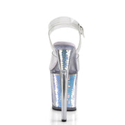 Pleaser FLAMINGO-808MC Platform Sandal (Clear/Lavender Hologram Inserts)