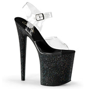 Pleaser FLAMINGO-808MG Platform Sandal (Clear/Black) 5