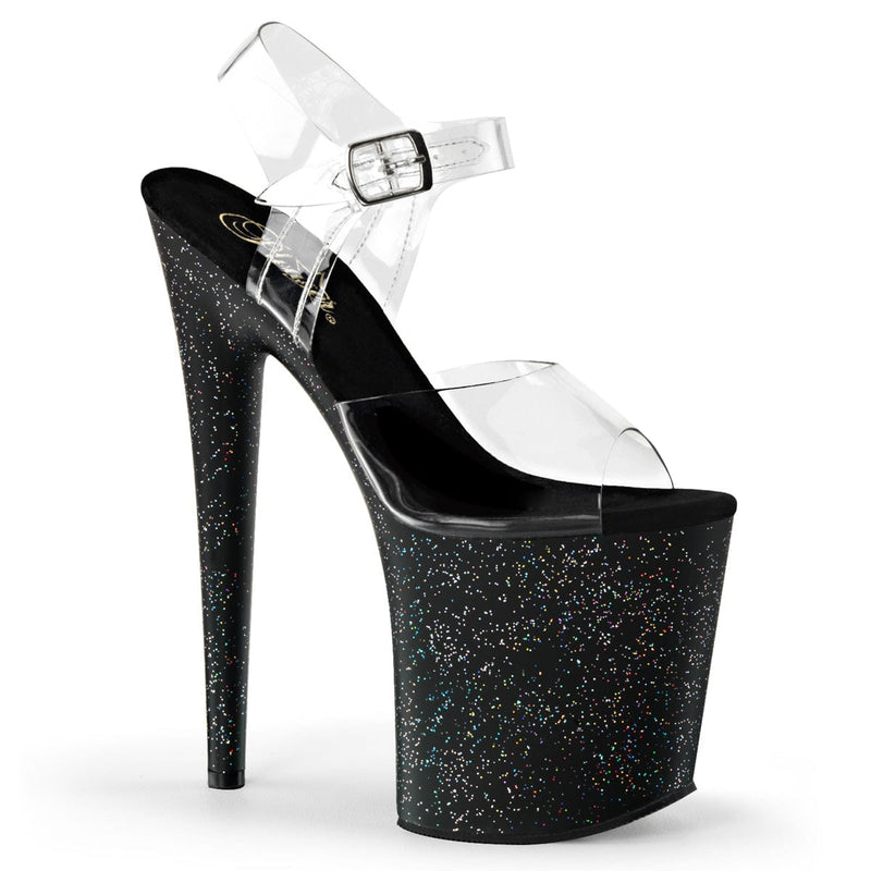 Pleaser FLAMINGO-808MG Platform Sandal (Clear/Black) 5