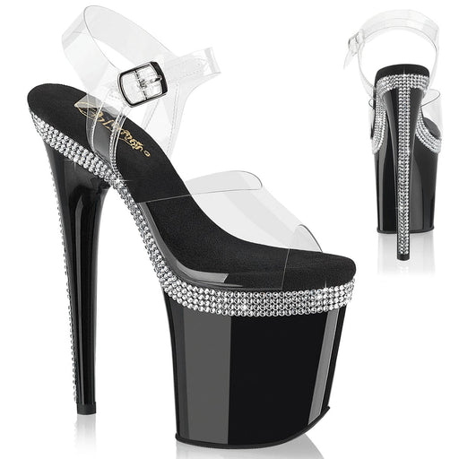 Pleaser FLAMINGO-808MLS Platform Sandal (Clear/Black)