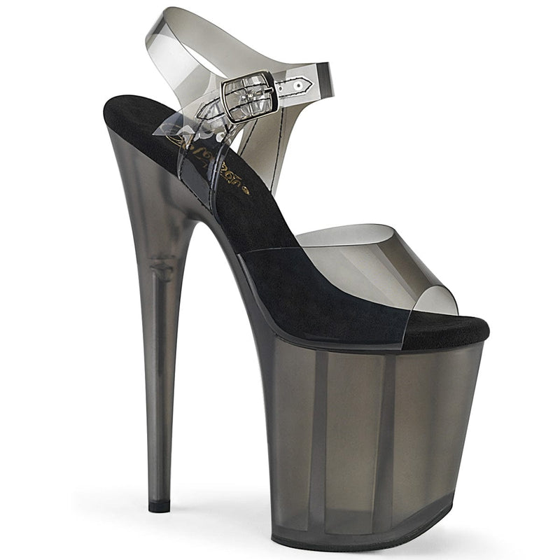 Pleaser FLAMINGO-808N-T Platform Sandal (Black Gradient TPU/Smoke Tinted)