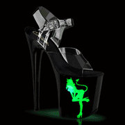 Pleaser FLAMINGO-808NLDG Platform Sandal (Clear/Black-Multi)