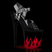 Pleaser FLAMINGO-808NLFL Platform Sandal (Clear/Black-Red)