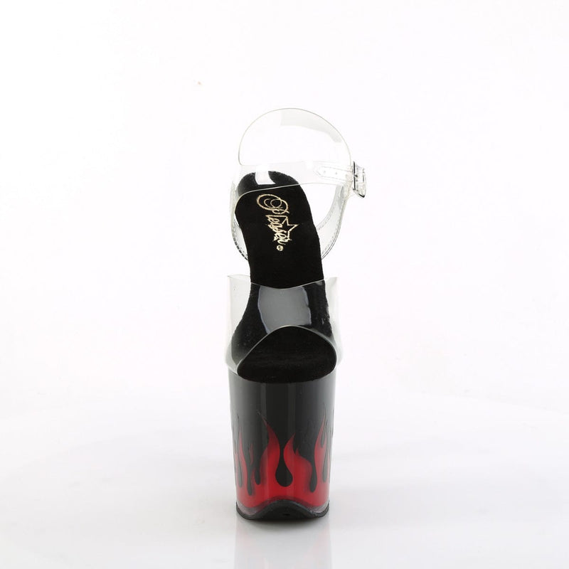 Pleaser FLAMINGO-808NLFL Platform Sandal (Clear/Black-Red)
