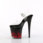 Pleaser FLAMINGO-808NLFL Platform Sandal (Clear/Black-Red)