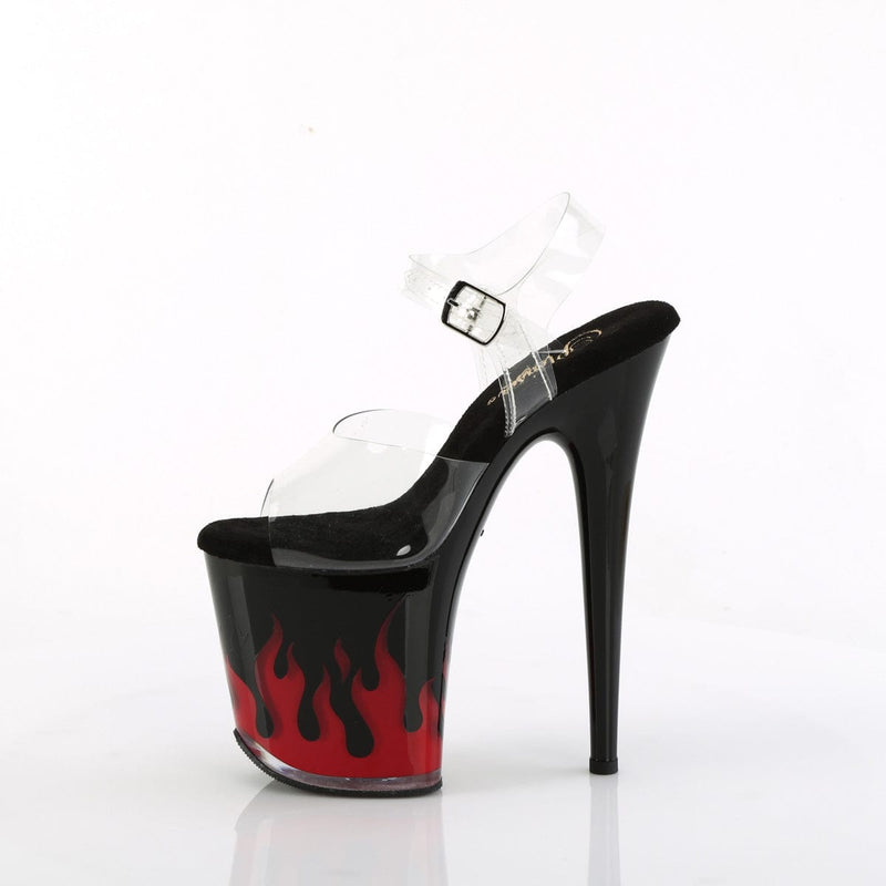 Pleaser FLAMINGO-808NLFL Platform Sandal (Clear/Black-Red)