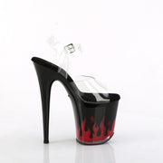 Pleaser FLAMINGO-808NLFL Platform Sandal (Clear/Black-Red)