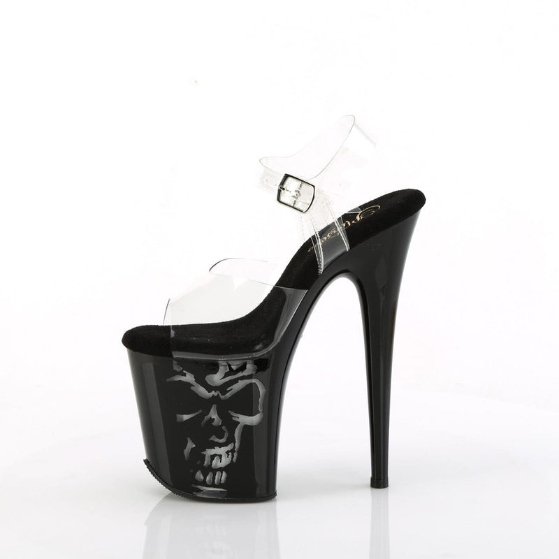 Pleaser FLAMINGO-808NLSK Platform Sandal (Clear/Black-Multi)