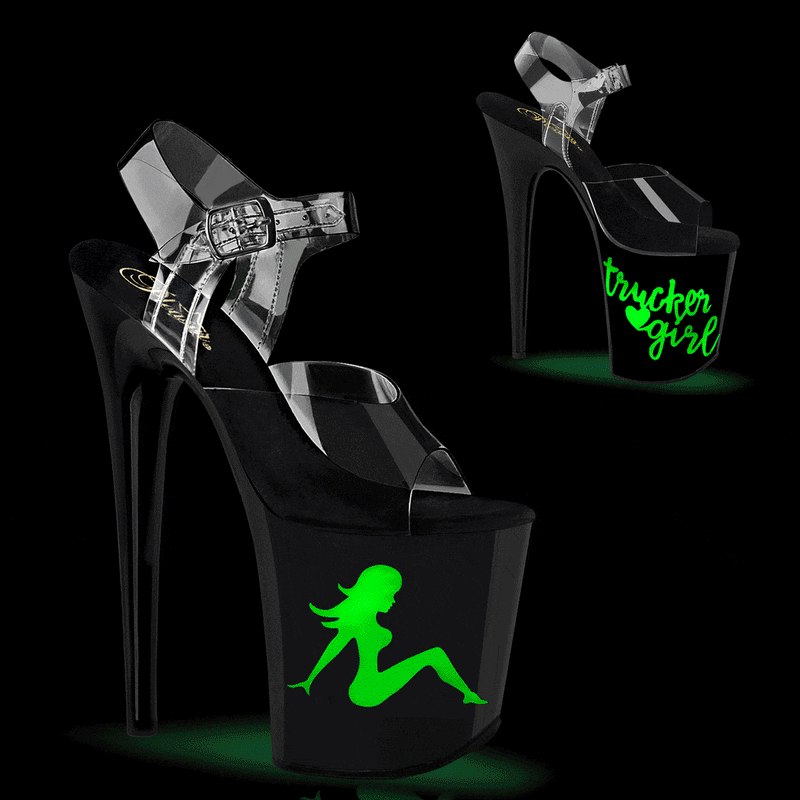 Pleaser FLAMINGO-808NLTG Platform Sandal (Clear/Black-Multi)