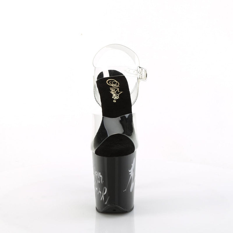 Pleaser FLAMINGO-808NLTG Platform Sandal (Clear/Black-Multi)