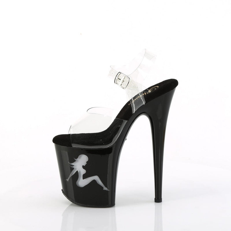 Pleaser FLAMINGO-808NLTG Platform Sandal (Clear/Black-Multi)