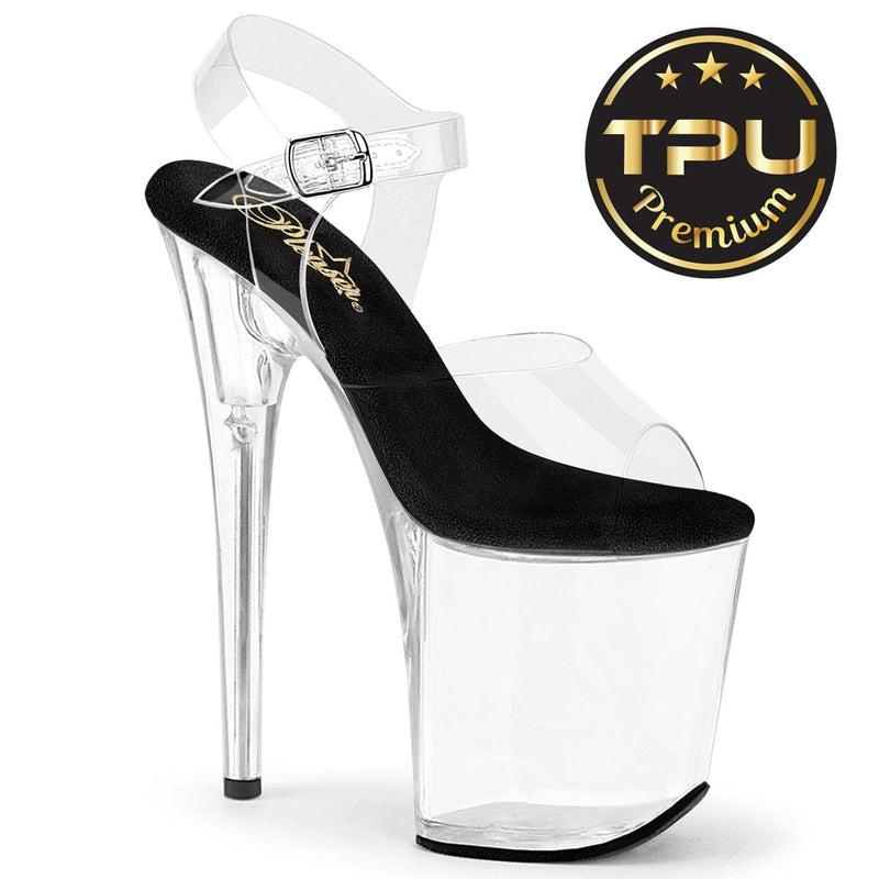 Pleaser FLAMINGO-808PREM Platform Sandal (Clear TPU-Black/Clear)