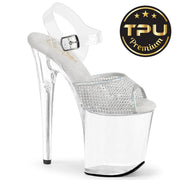 Pleaser FLAMINGO-808PREM-RSN Clear TPU-Silver RS/Clear Platform Sandals