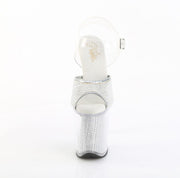 Pleaser FLAMINGO-808PREM-RSN Clear TPU-Silver RS/Silver SRS Platform Sandals