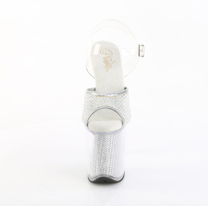 Pleaser FLAMINGO-808PREM-RSN Clear TPU-Silver RS/Silver SRS Platform Sandals