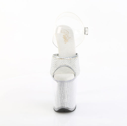 Pleaser FLAMINGO-808PREM-RSN Clear TPU-Silver RS/Silver SRS Platform Sandals