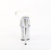 Pleaser FLAMINGO-808PREM-RSN Clear TPU-Silver RS/Silver SRS Platform Sandals