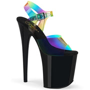 Pleaser FLAMINGO-808RB Platform Sandal (Rainbow PVC/Black)