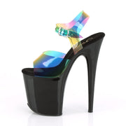 Pleaser FLAMINGO-808RB Platform Sandal (Rainbow PVC/Black)