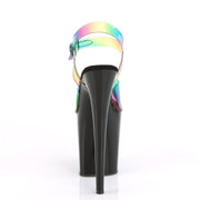 Pleaser FLAMINGO-808RB Platform Sandal (Rainbow PVC/Black)