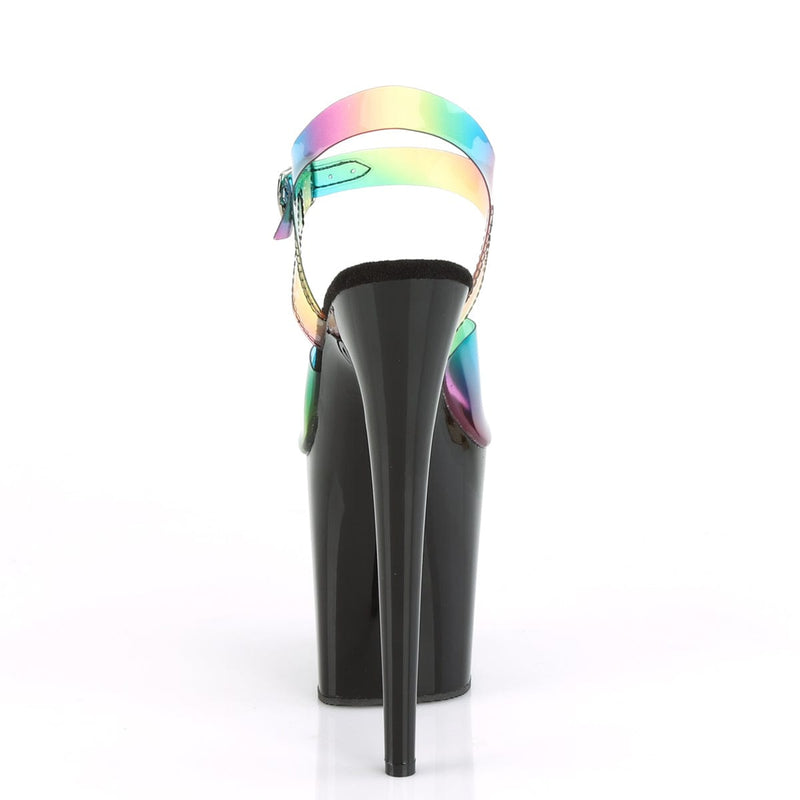Pleaser FLAMINGO-808RB Platform Sandal (Rainbow PVC/Black)