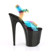 Pleaser FLAMINGO-808RB Platform Sandal (Rainbow PVC/Black)