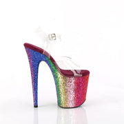 Pleaser FLAMINGO-808RBG Platform Sandal (Clear/Rainbow Glitter)