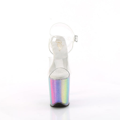 Pleaser FLAMINGO-808RG-01 Platform Sandal (Clear/Rainbow Glitter)