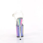 Pleaser FLAMINGO-808RG-01 Platform Sandal (Clear/Rainbow Glitter)